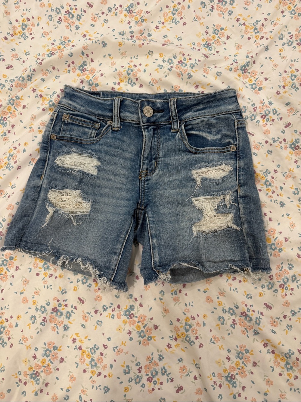 American Eagle Outfitters Distressed Denim Jean Shorts - Blue
